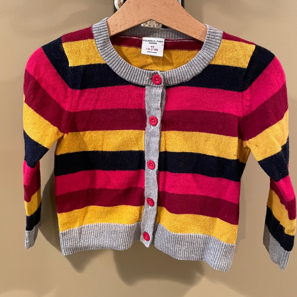 1.5-2 striped Polarn O. Pyret button down sweater